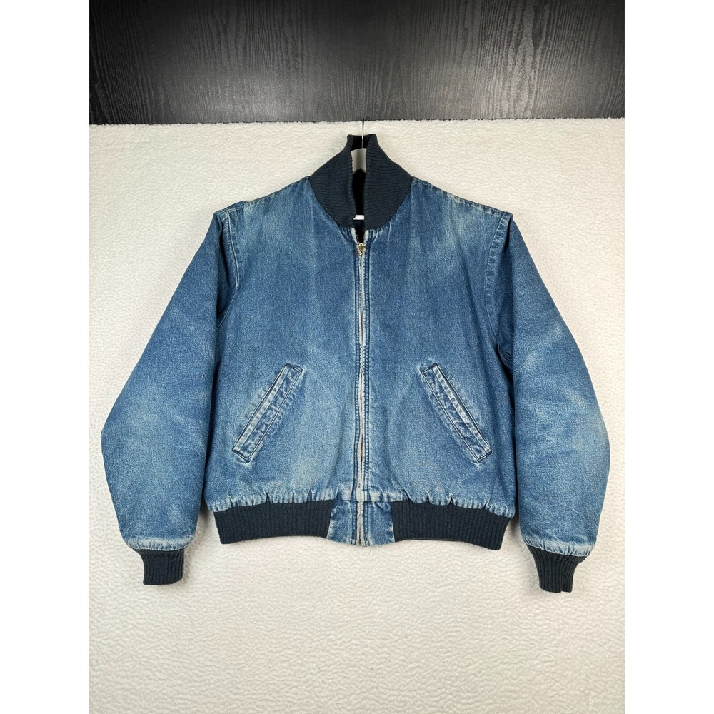 Vintage 90s Oshkosh B'Gosh Bomber Jacket Denim Men's Medium - Faded Distressed